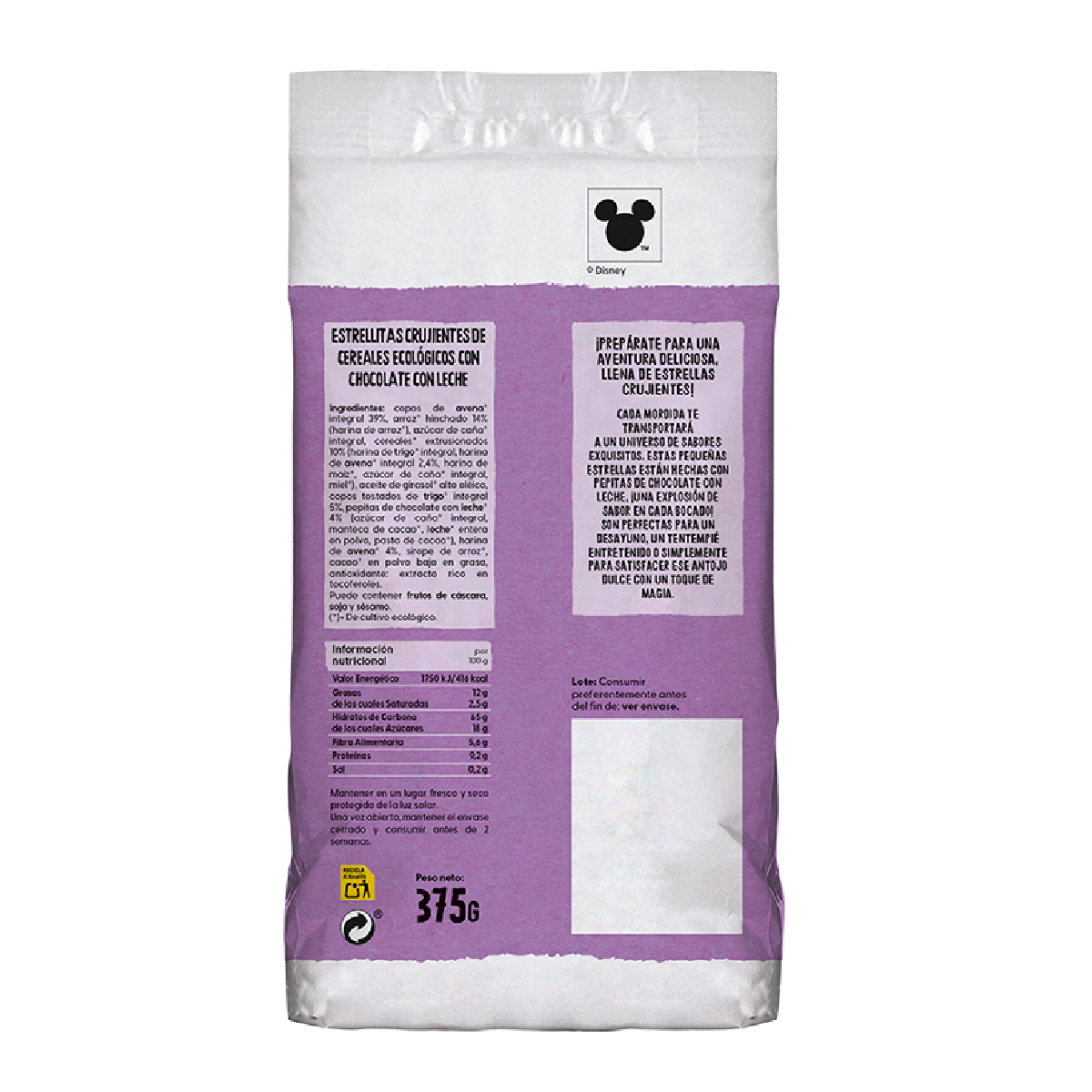 Knapperige ontbijtgranen met chocolade Bio KIDS Disney-editie Ecocesta 375 g