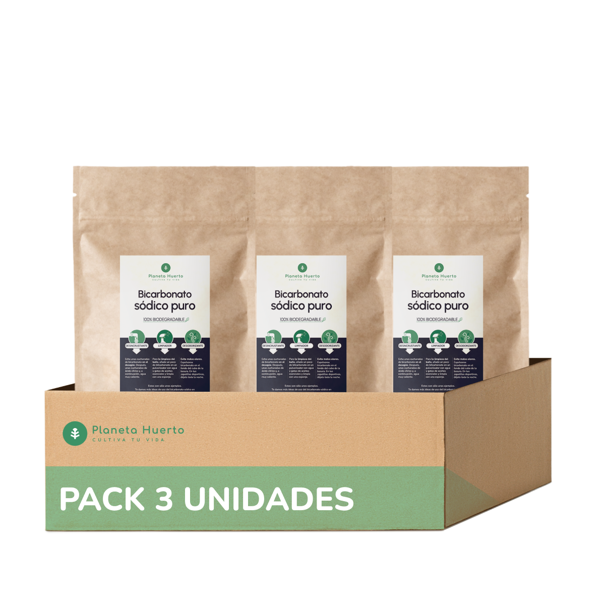 Confezione 3xBicarbonato di soda Planeta Huerto 1 Kg