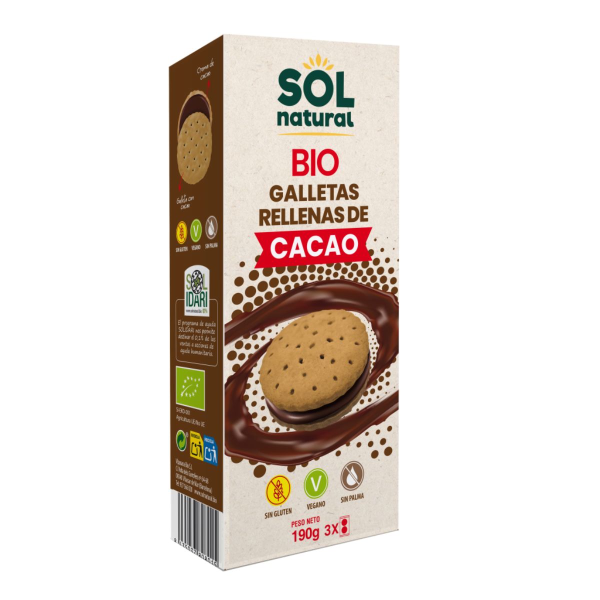 Biologisch koekje met cacaovulling, Sol Natural, 190 g
