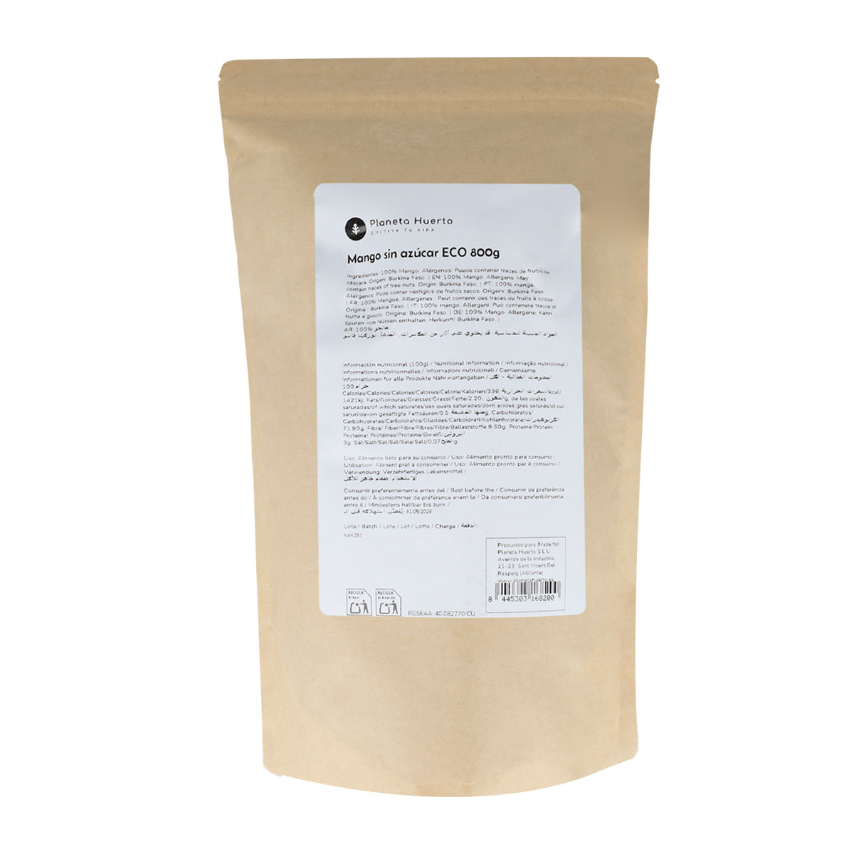 Ongezoete mangoreepjes ECO Planeta Huerto 800 g