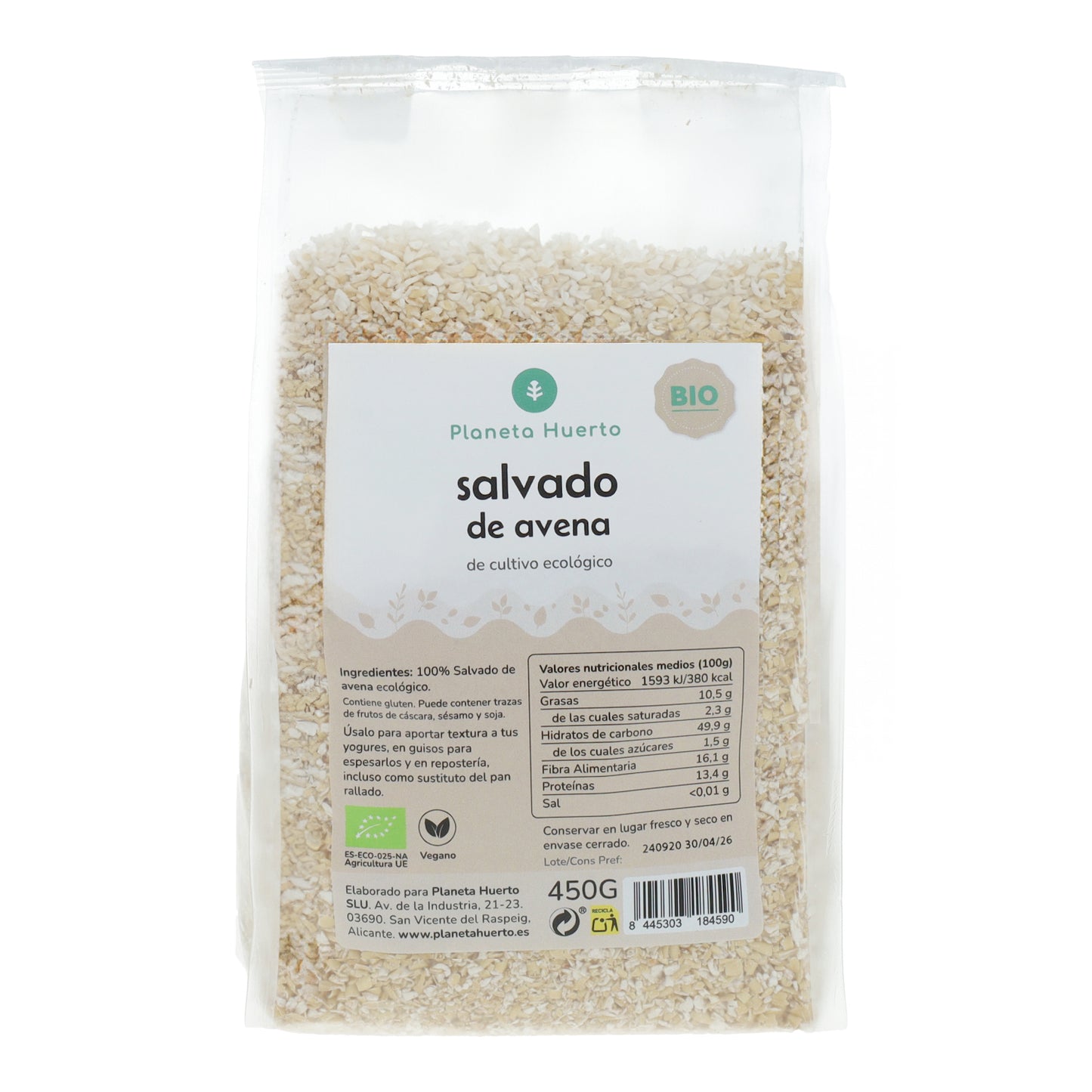 Crusca d'avena ECO Planeta Huerto 450 g