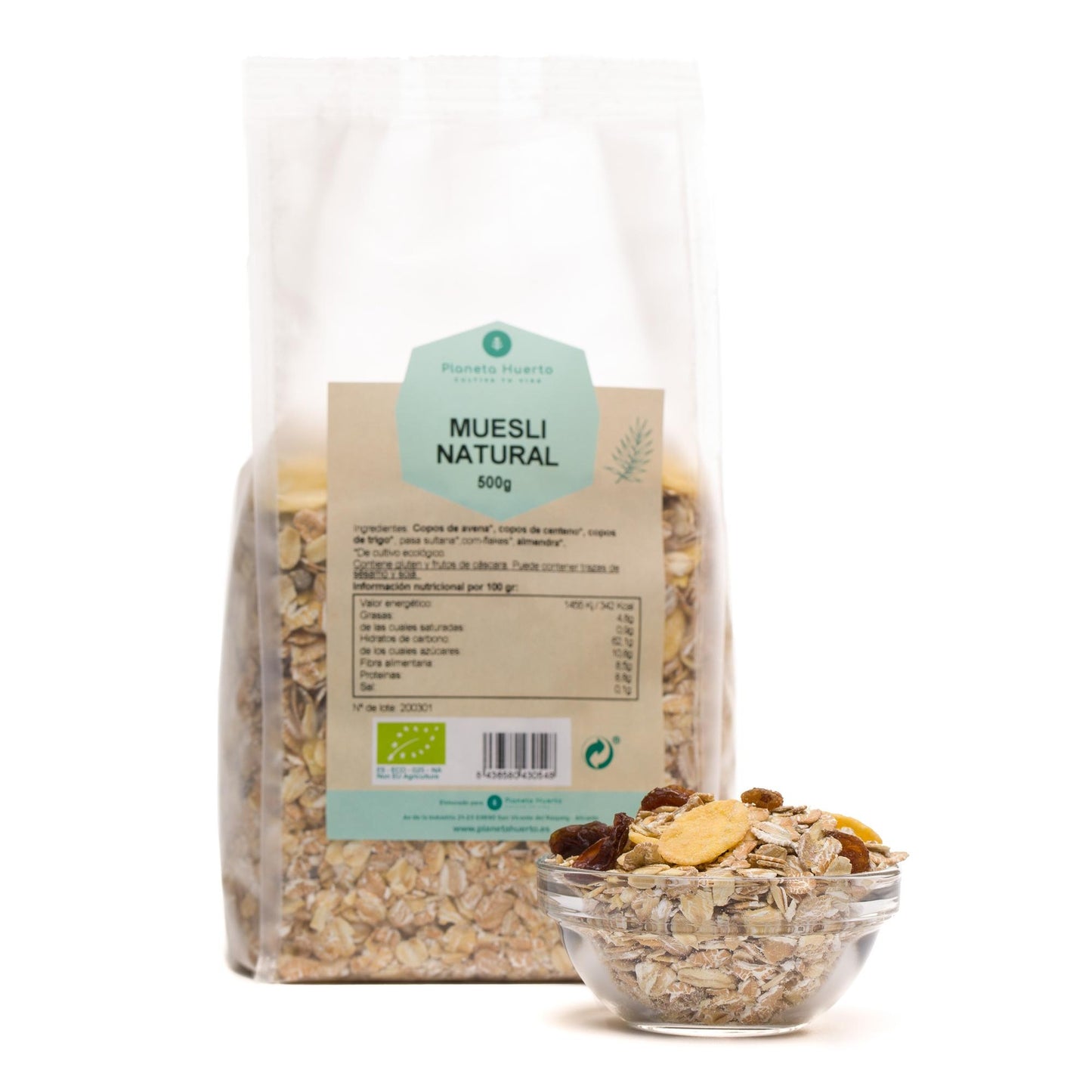 Pack 2x Muesli naturel avec raisins secs ECO Planeta Huerto 500 g