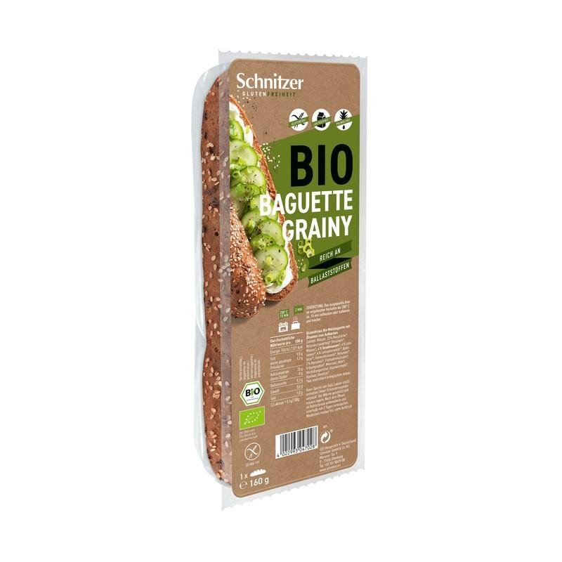 Pan Baguette Sin gluten con Smillas de Lino y Sésamo Eco Schnitzer 160 g