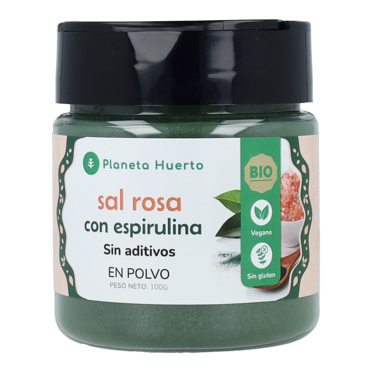 Sól różowa ze sproszkowanymi wodorostami Spirulina ECO Planeta Huerto 100g