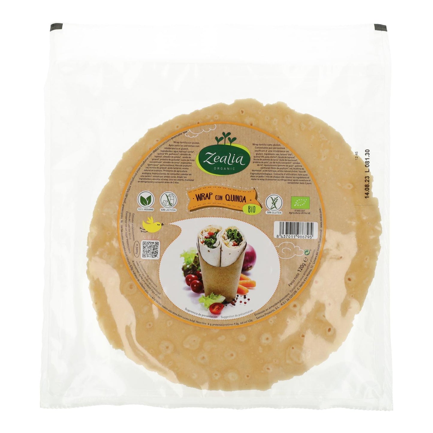 Zealia Organic Gluten-Free Quinoa Wrap 180 g
