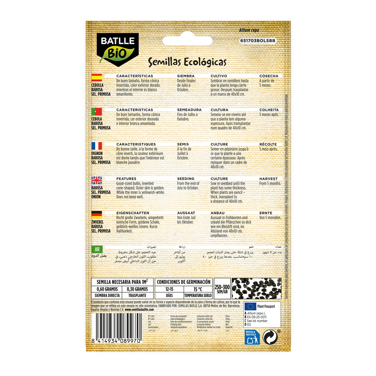 Ausgewählte Bio-Zwiebelsamen Babosa Batlle
