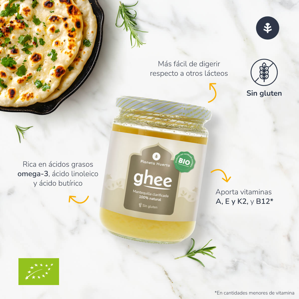 Ghee mantequilla clarificada ECO Planeta Huerto 350 gr