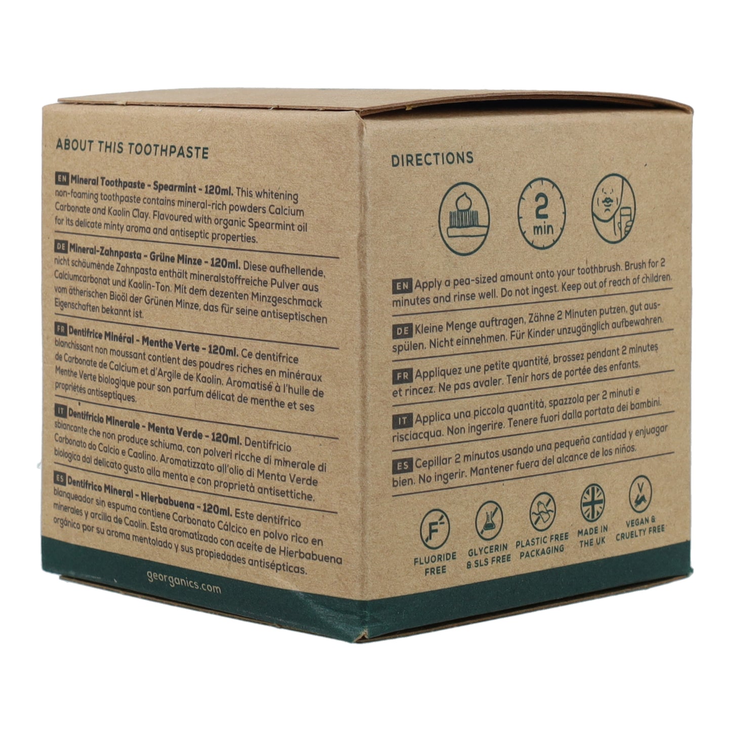 Dentifricio naturale alla menta piperita e cocco Georganics 120 ml