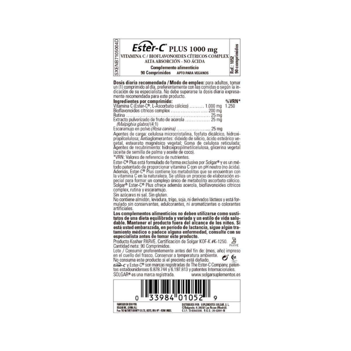 Ester C Plus Vitamine C, 90 comprimés de 1000 mg