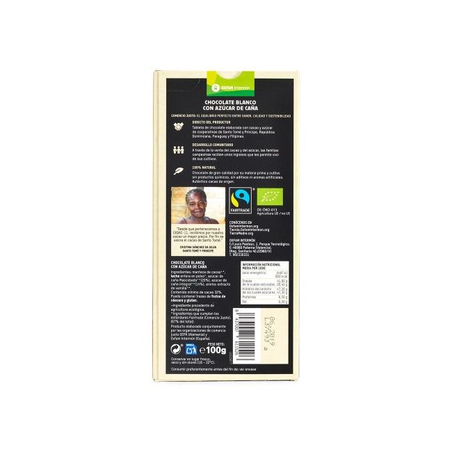 Chocolat blanc au sucre de canne bio Tierra Madre Oxfam Intermón 100 g