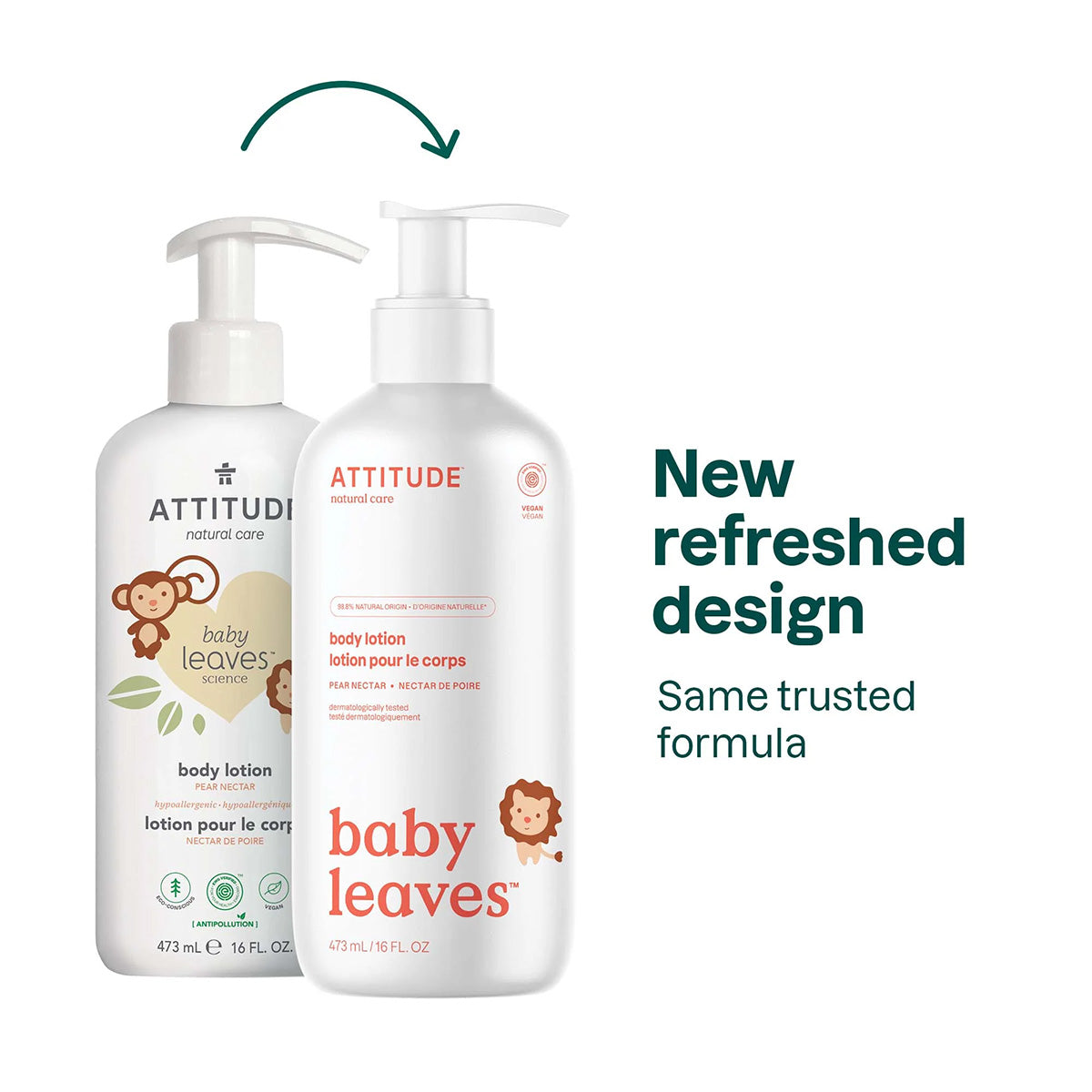 Lozione corpo Néctar de pera per bambini, Attitude, 473 ml