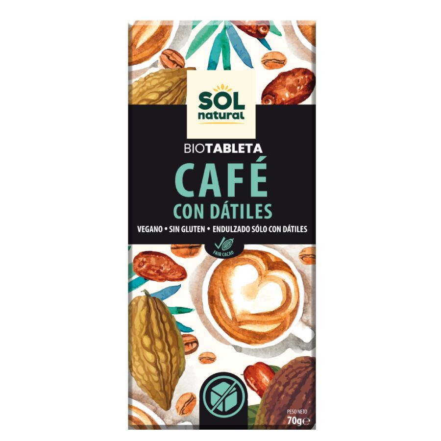 Tablette de chocolat végétalien au café et aux dattes Bio Sol Natural 70 g