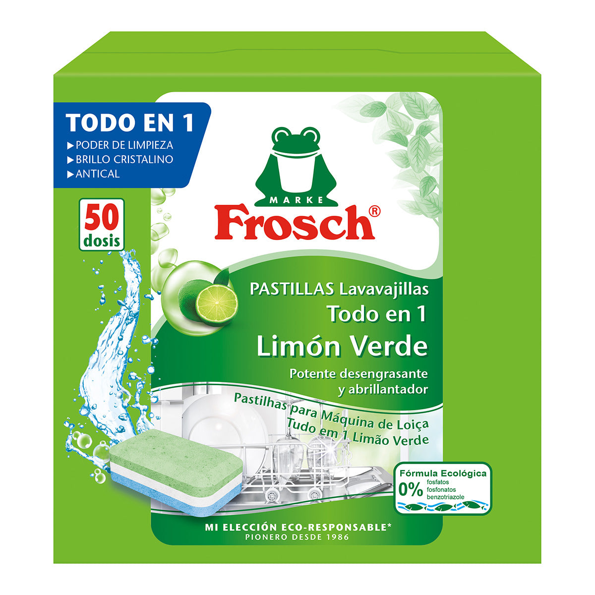 Pastilles pour lave-vaisselle tout-en-un Citron Frosch 50 pièces