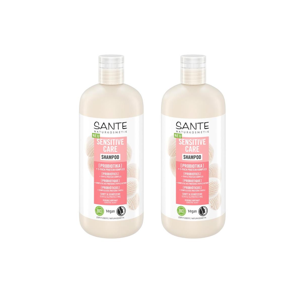 Pakket 2x Sensitive probiotische verzorgende shampoo Sante 500 ml