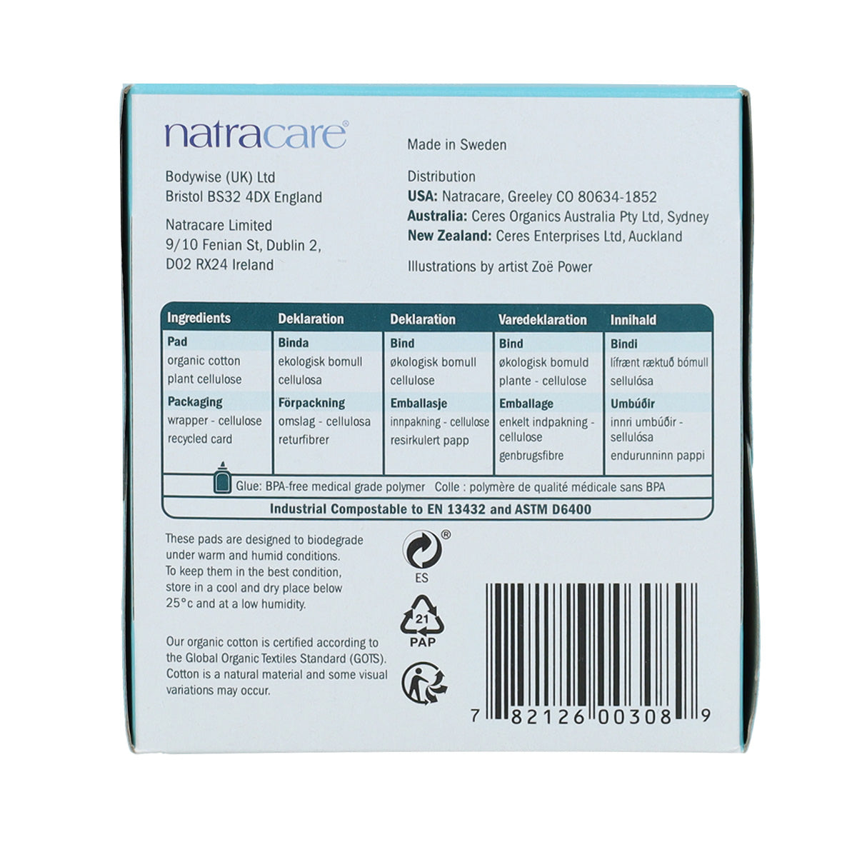 Compresa súper con alas bio Natracare 12 Uds