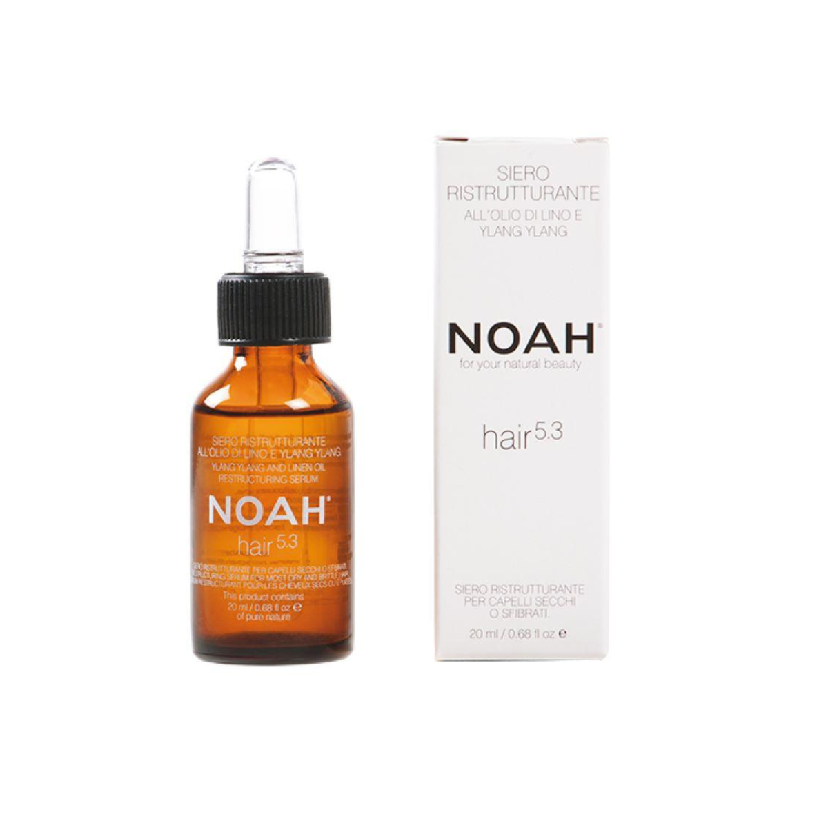Siero ristrutturante con olio di ylang-ylang e semi di lino Noah 20 ml