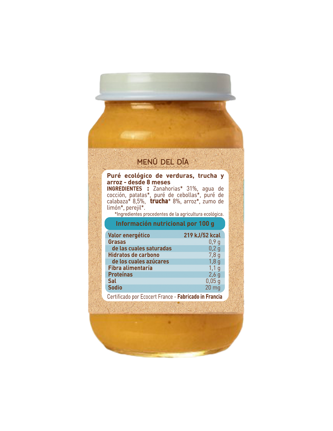 Burk med grönsaker och öring (från 6 månader) babybio 200 g