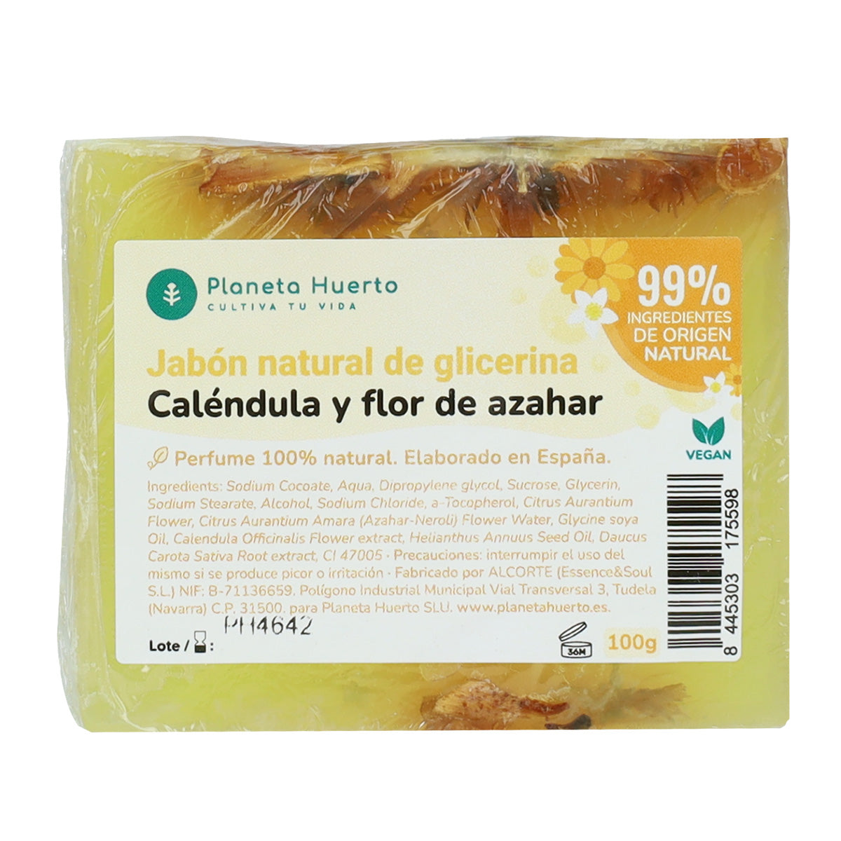 Sapone naturale alla glicerina con calendula e fiori d'arancio 100 g