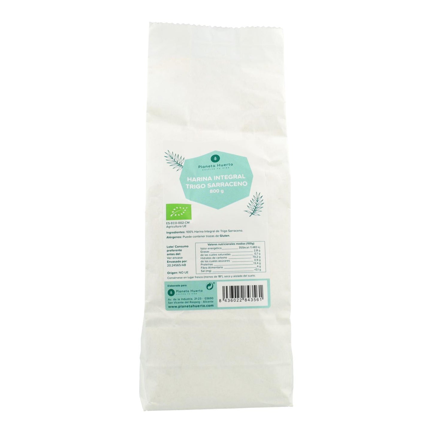 Wholemeal Buckwheat Flour Eco Planeta Huerto 800 g