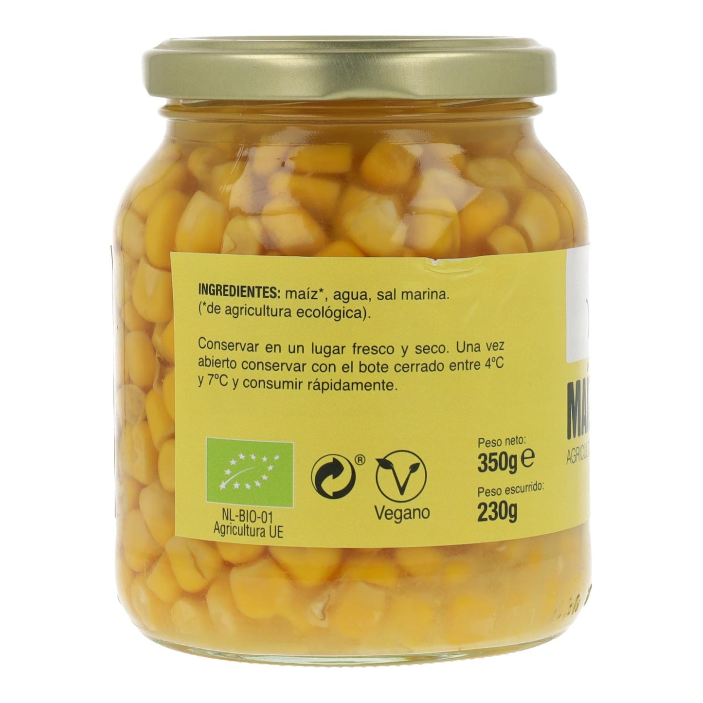Mais dolce biologico in barattolo di vetro Vegetalia 350 g