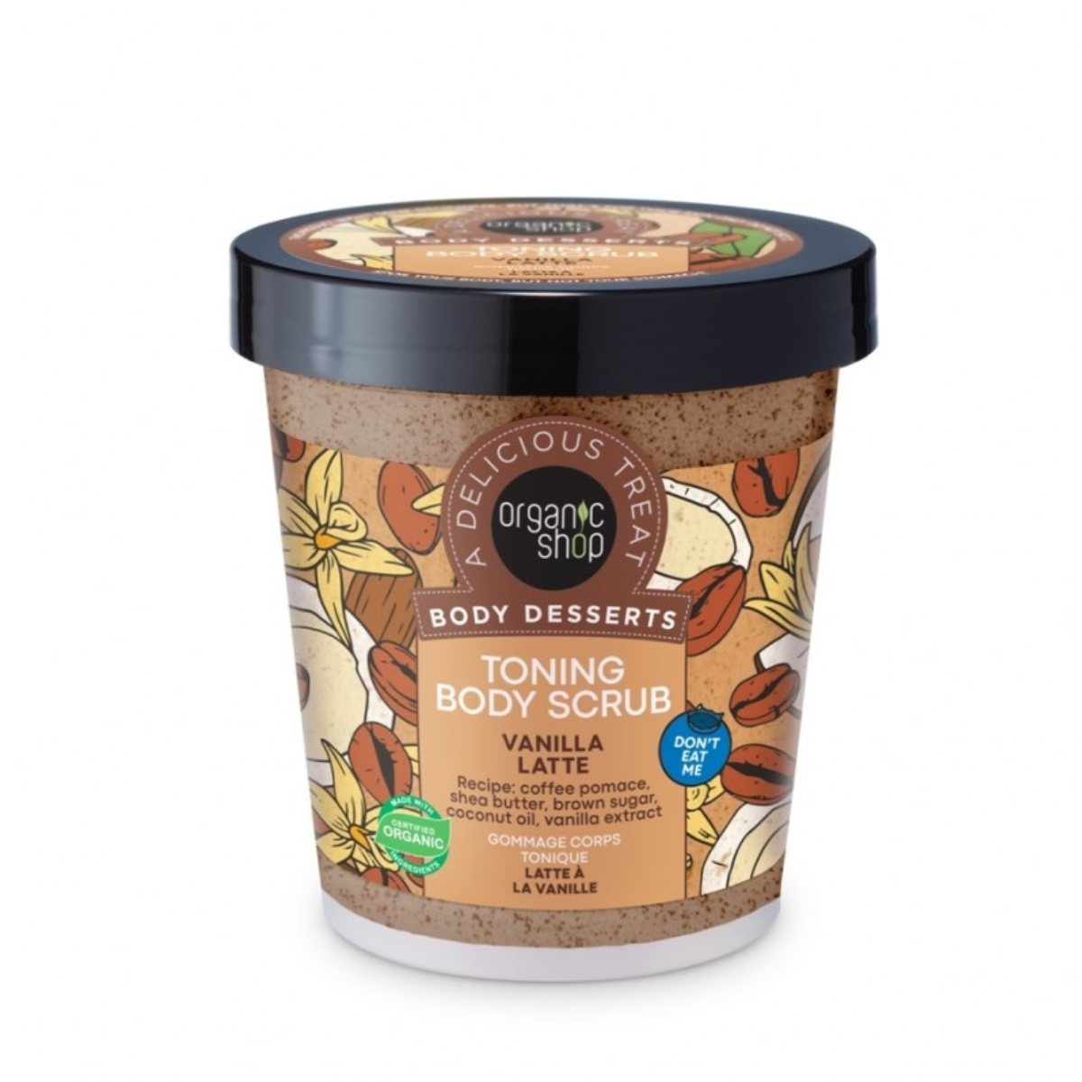 Esfoliante corpo tonificante latte alla vaniglia Organic Shop 450 ml