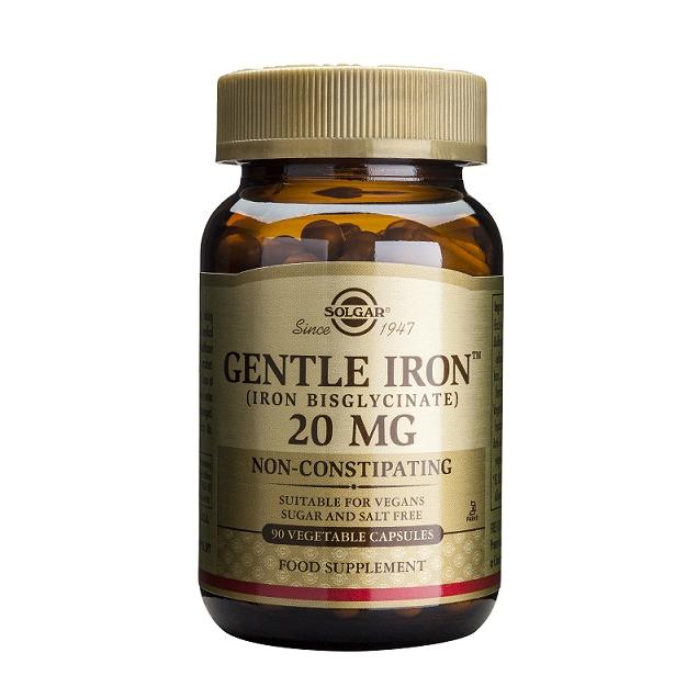 Żelazo Gentle ® Bisglicynian żelaza Kapsułki roślinne Solgar 90 tabletek