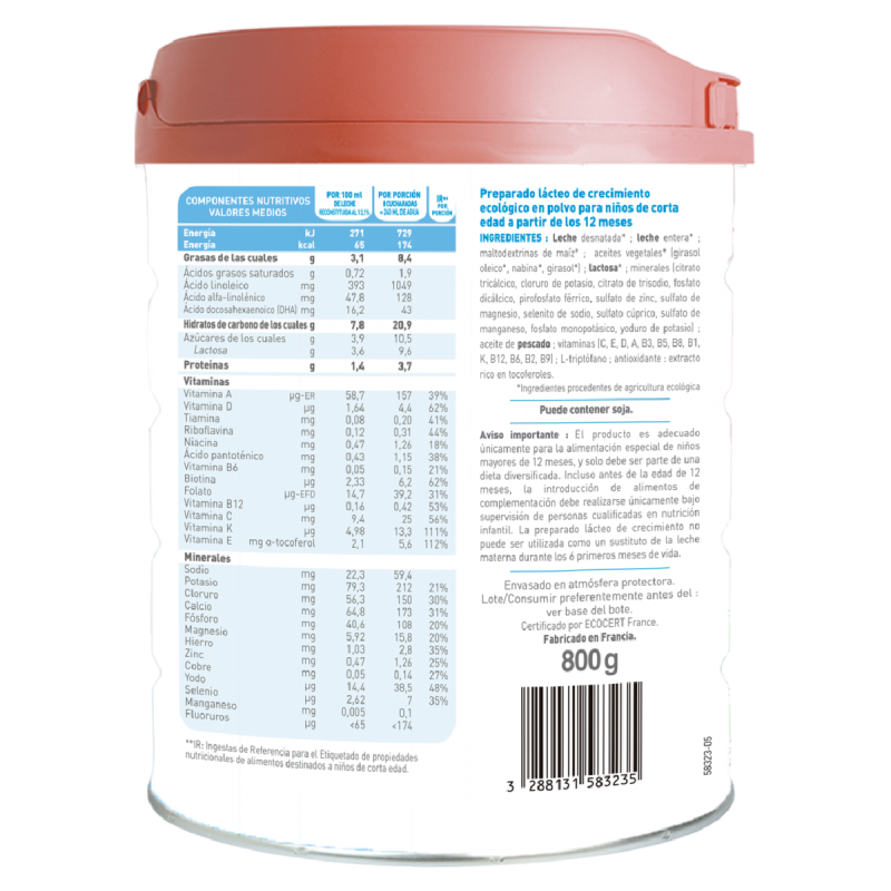 Primea 3 organic growth formula milk (babies aged 12 months to 3 years) Babybio 800 g