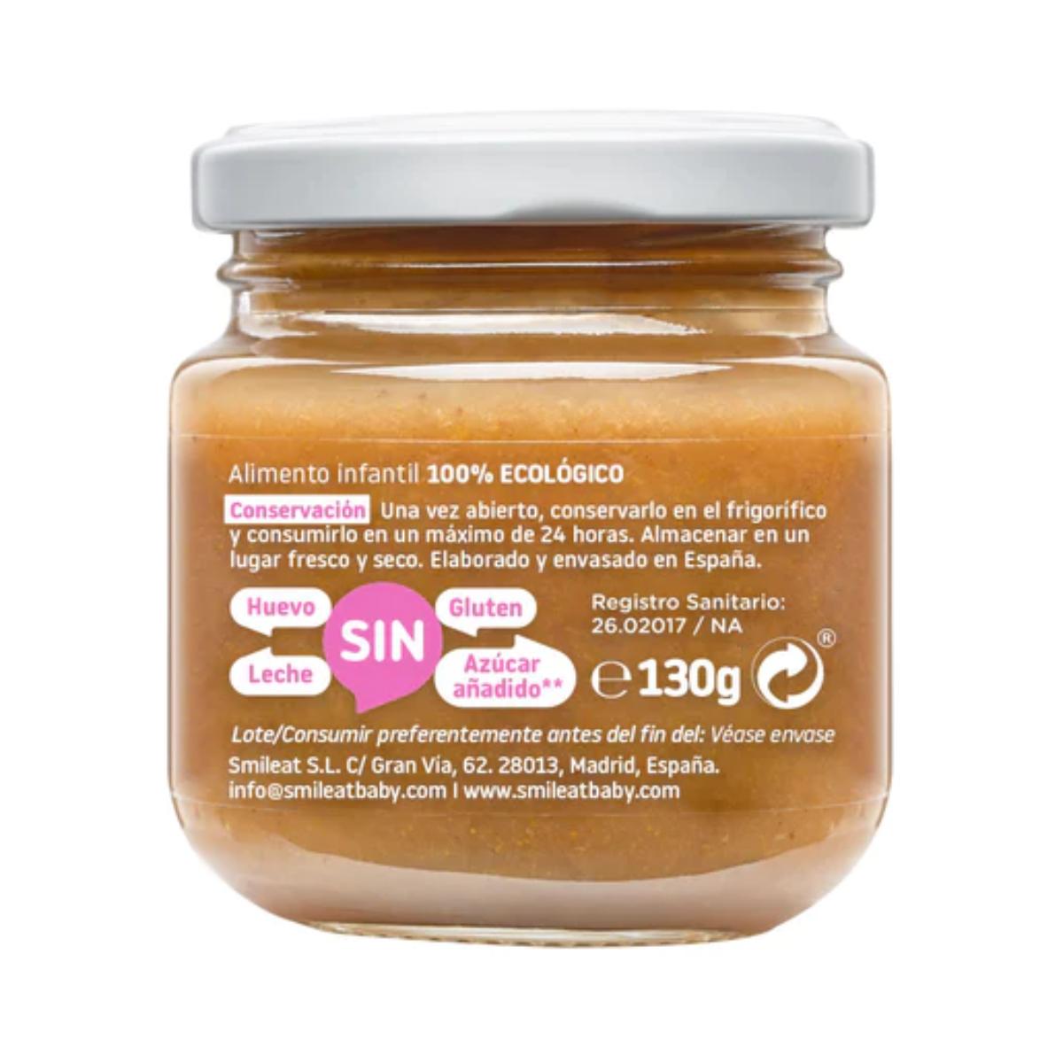 Petit pot de framboises et pêches bio Smileat, 130 g