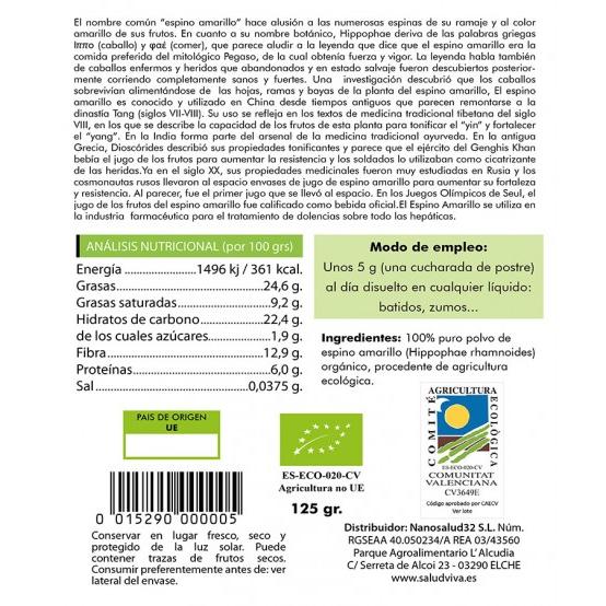 Sea buckthorn 125 g, Salud Viva