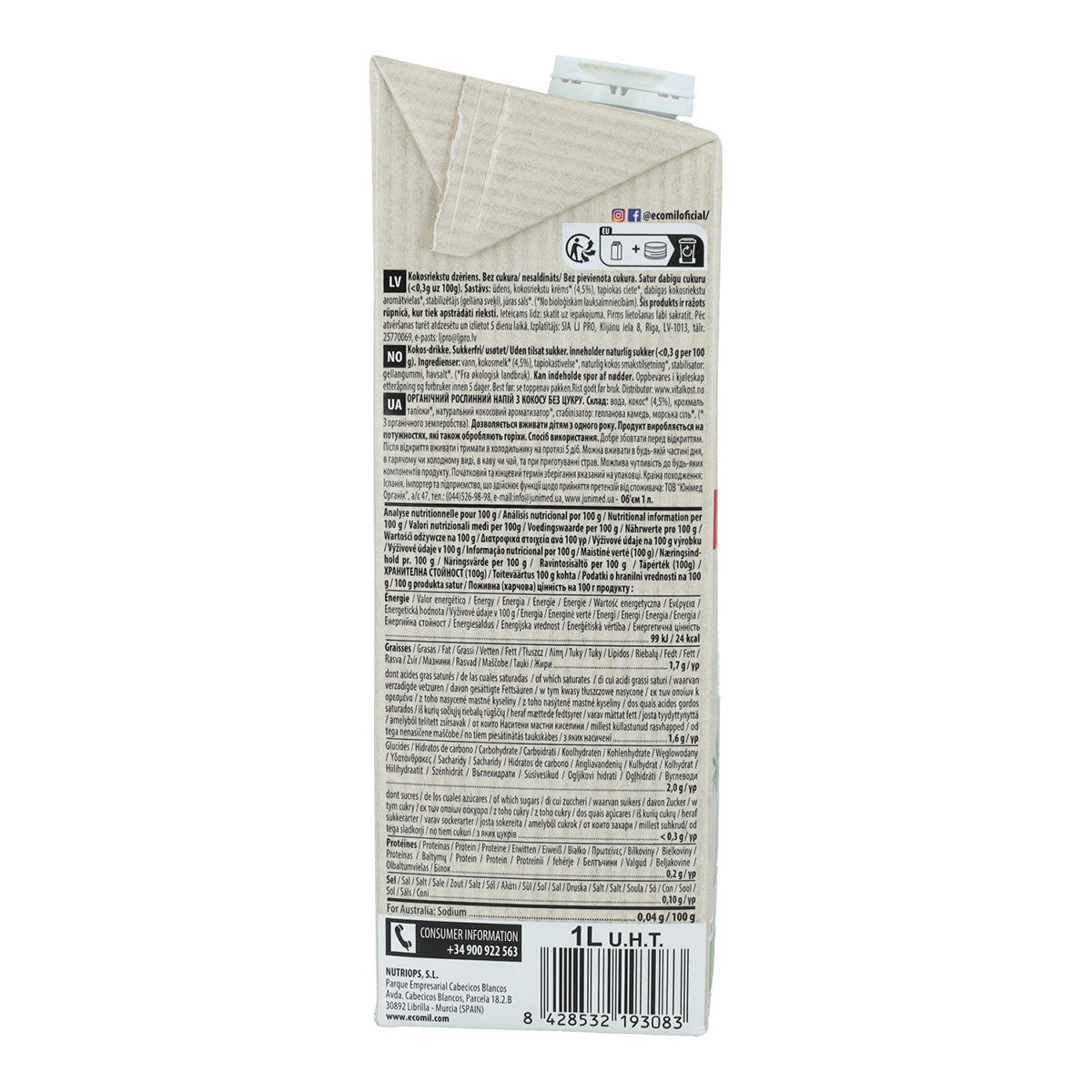 Classic Nature Organic Coconut Drink Ecomil 1 L