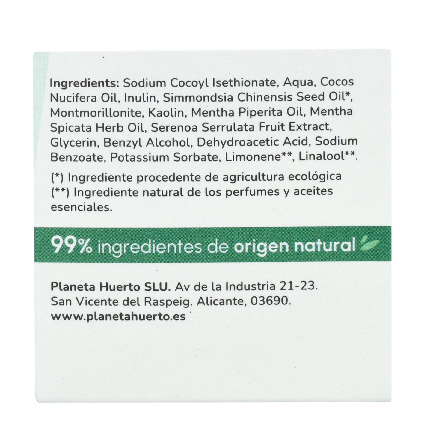 Planeta Huerto Shampooing solide à la menthe poivrée 85 g