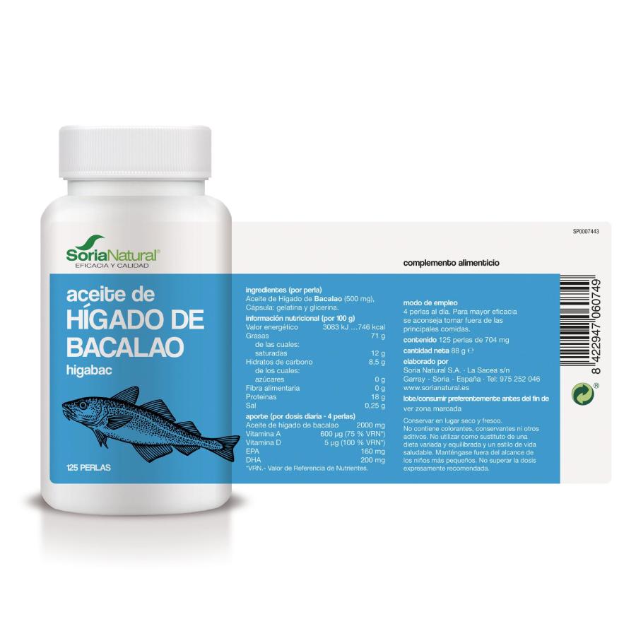 Higabac Olio di fegato di merluzzo Soria Natural 125 capsule