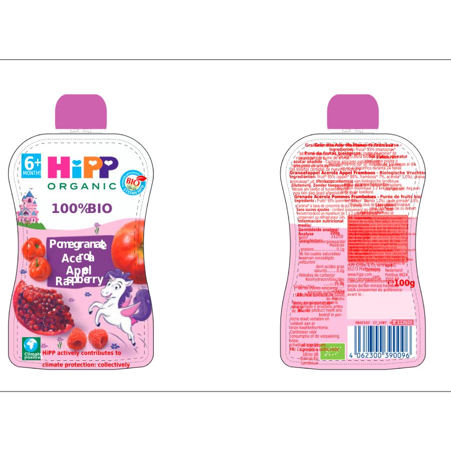 HIPP Organic Apple, Raspberry and Pomegranate Pouch +6 months 100 g