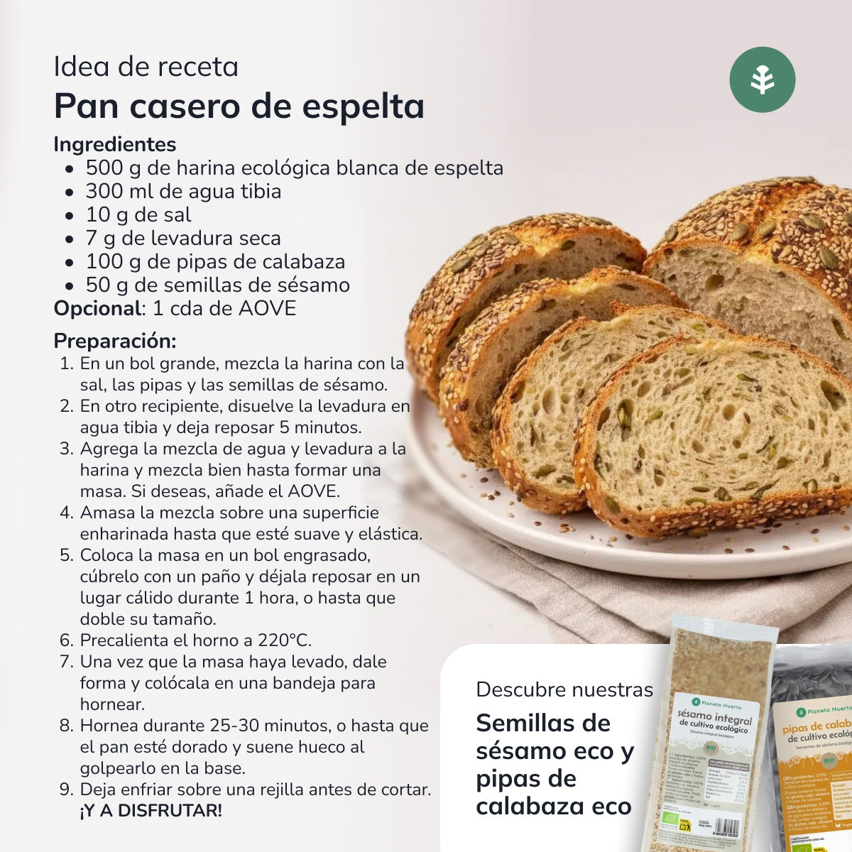 Weißes Dinkelmehl Eco Planeta Huerto 800 g