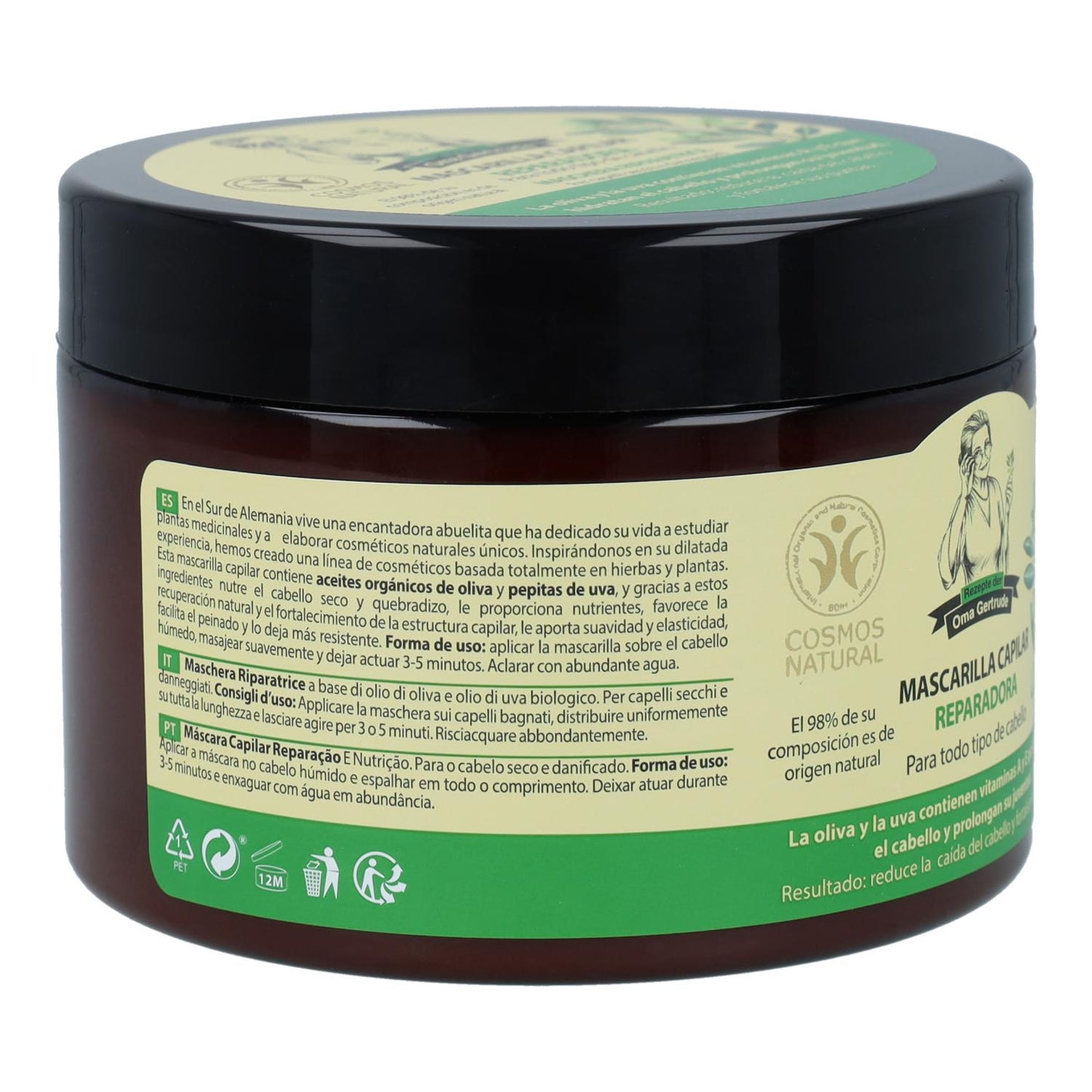 Pack 2x Masque capillaire réparateur et nourrissant pour cheveux secs et abîmés, Oma Gertrude, 300 ml