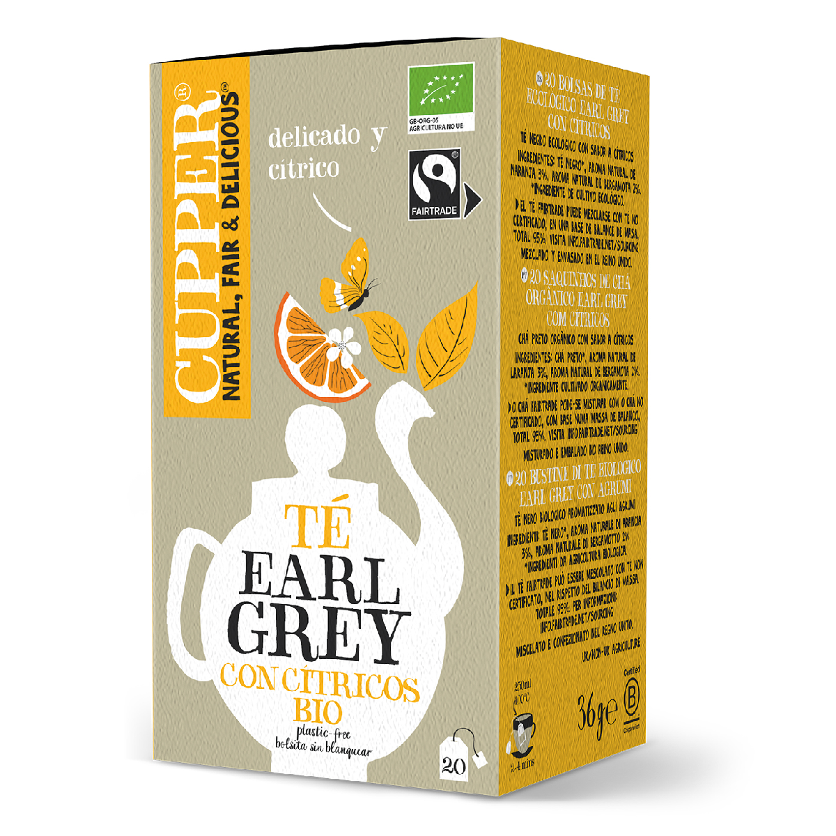 Infusión Earl Grey con Cítricos BIO Cupper 20 bolsitas