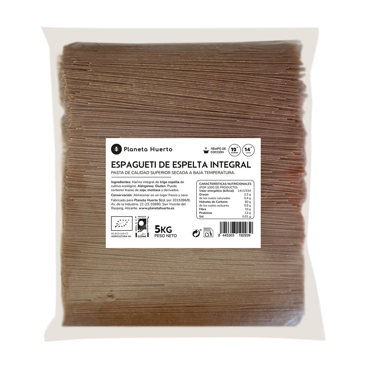 Makaron spaghetti pełnoziarnisty ECO Planeta Huerto 5 kg