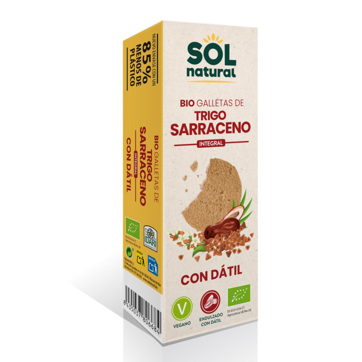 Pakket 9x volkoren boekweitkoekjes gezoet met biologische dadels Sol Natural 170 g