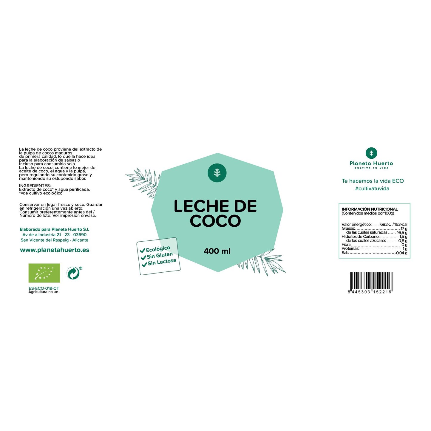 Kokosnusscreme ECO Planeta Huerto 400 ml