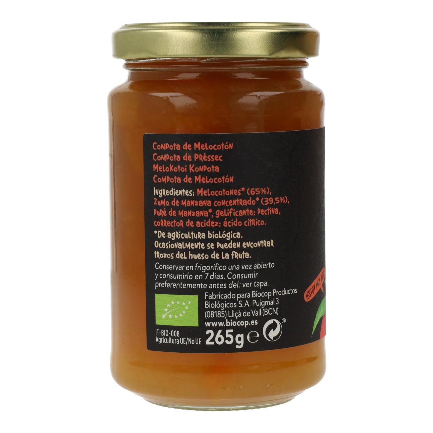 Composta di pesche BIO Biocop, 265 g