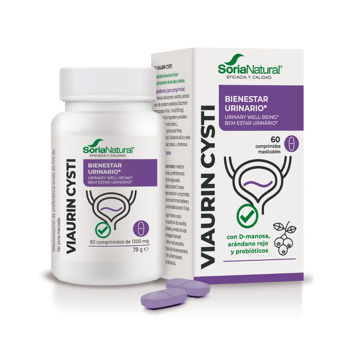 Viaurin Cysti für die Gesundheit der Harnwege, Soria Natural, 60 Tabletten