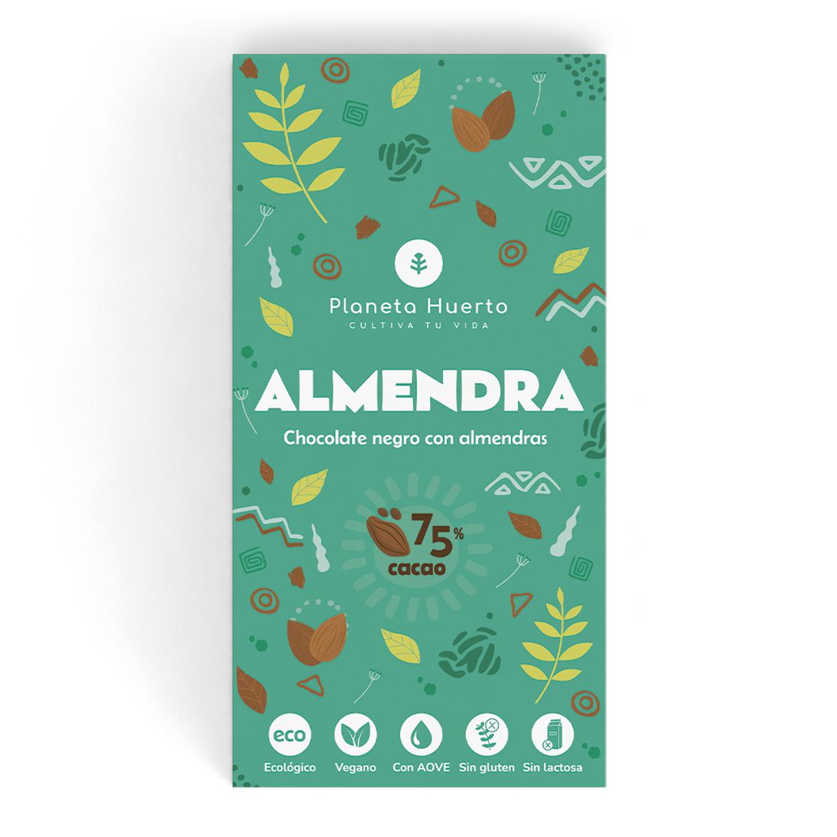 Tavoletta di cioccolato fondente 75% con mandorle ECO Planeta Huerto 70 g
