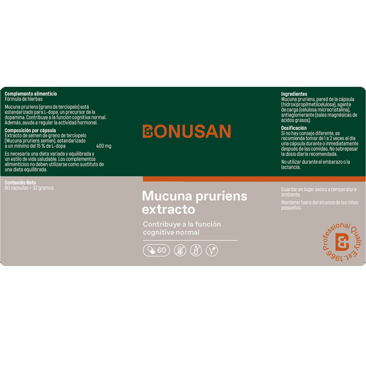 Estratto di Mucuna pruriens Bonusan 60 Vcaps