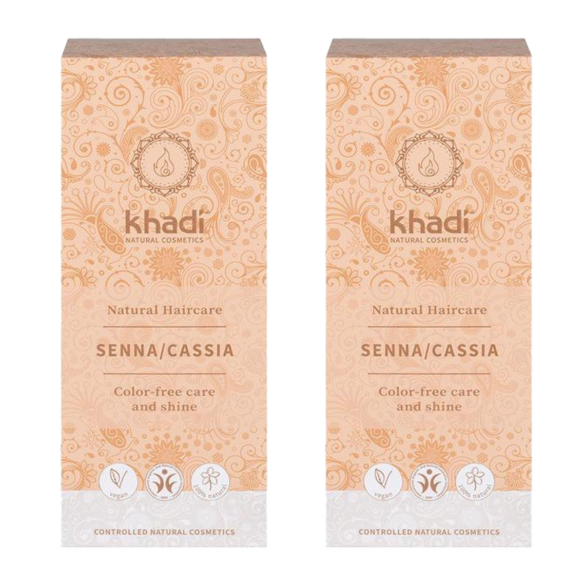 2-pack 100 % naturlig henna cassia, Khadi, 100 g