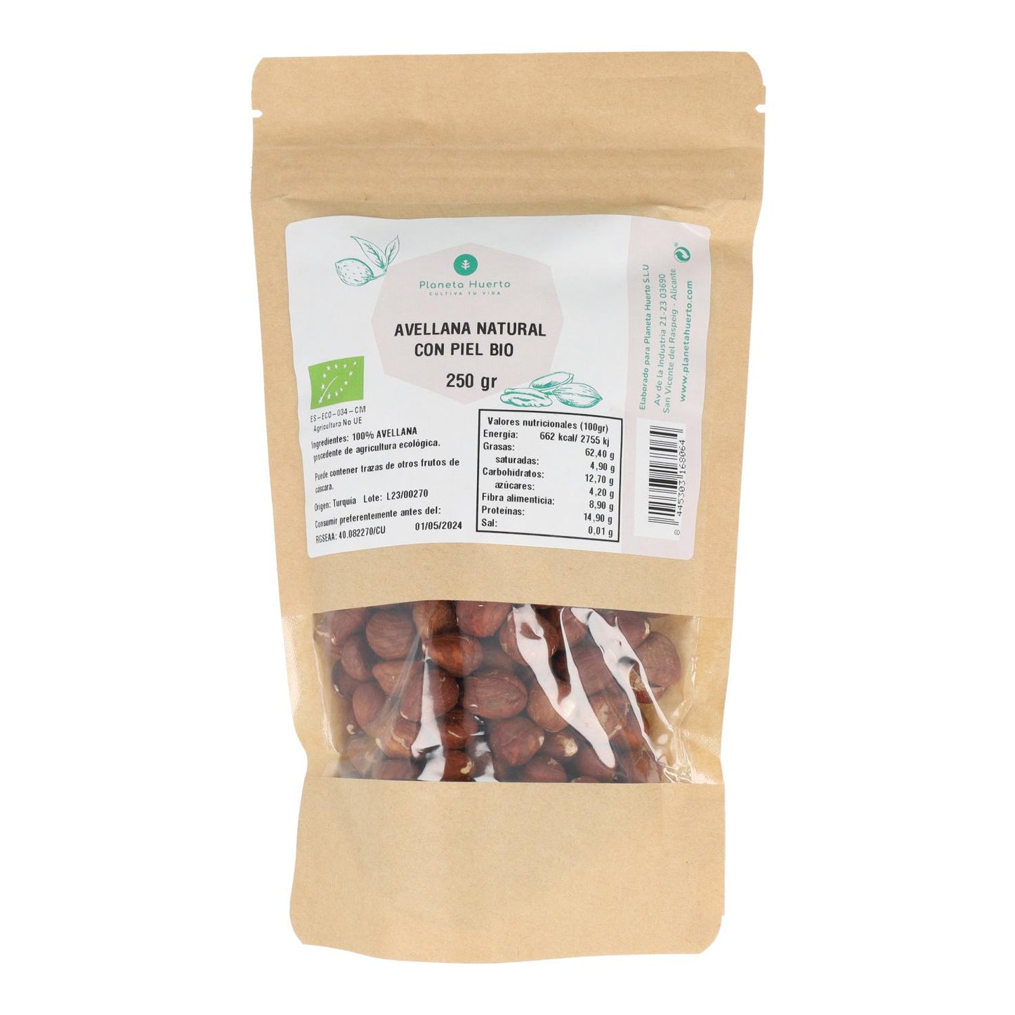 Nocciola con buccia ECO Planeta Huerto 250 g