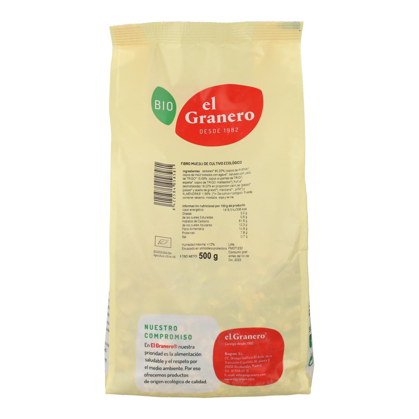 Fibro Muesli Bio El Granero, 500 g