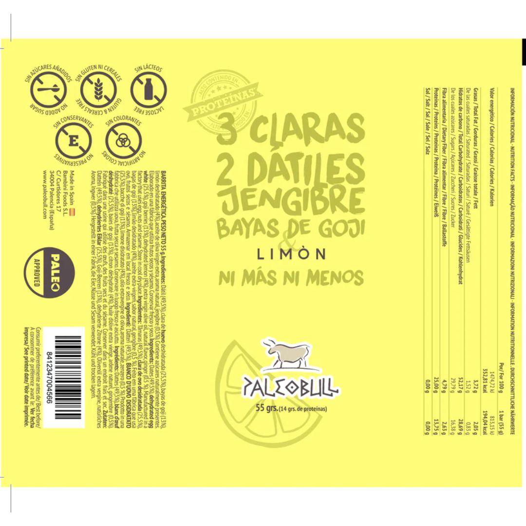 Barretta energetica al limone, goji e zenzero Paleobull 55 g