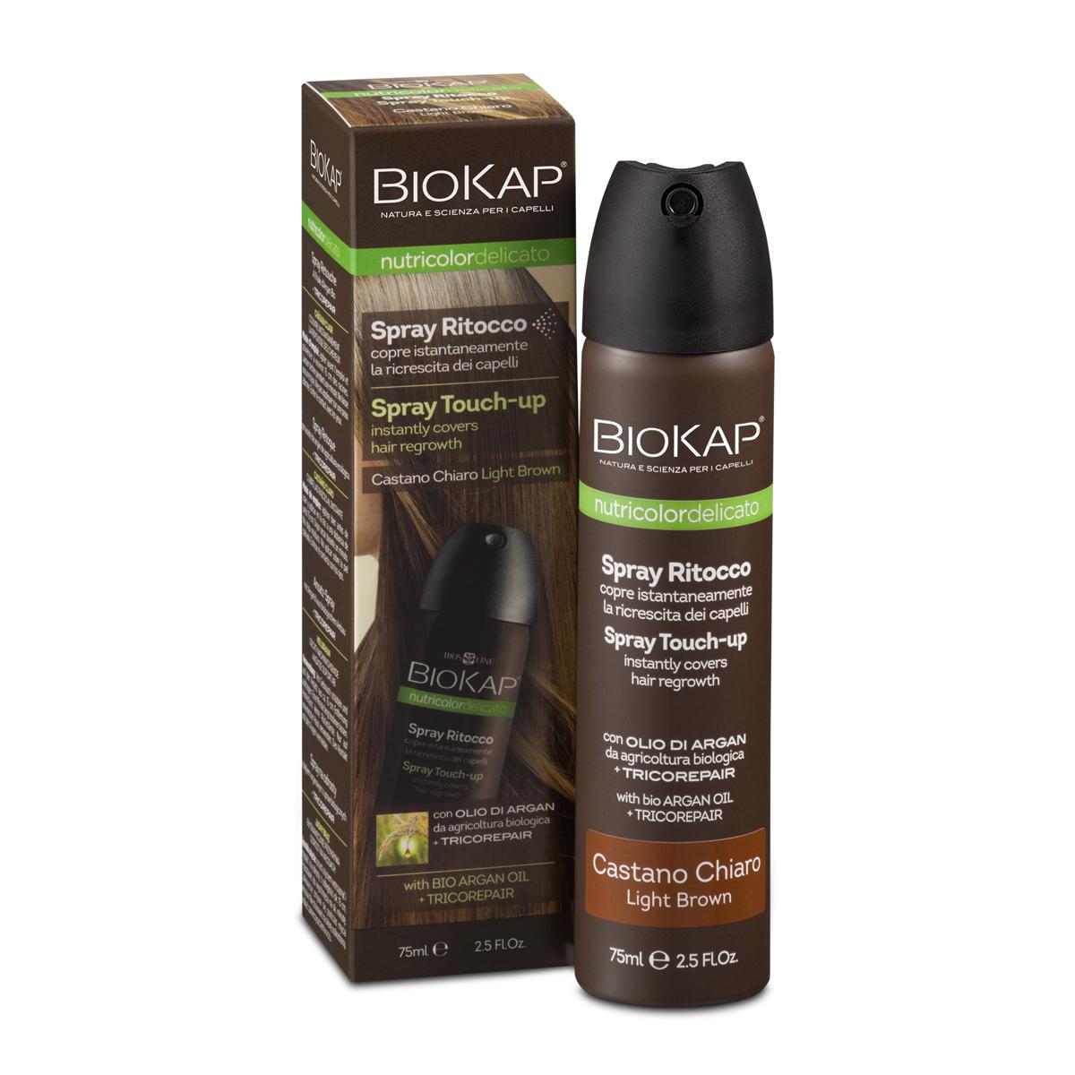 Spray do retuszu włosów w kolorze ciemny kasztan Biokap