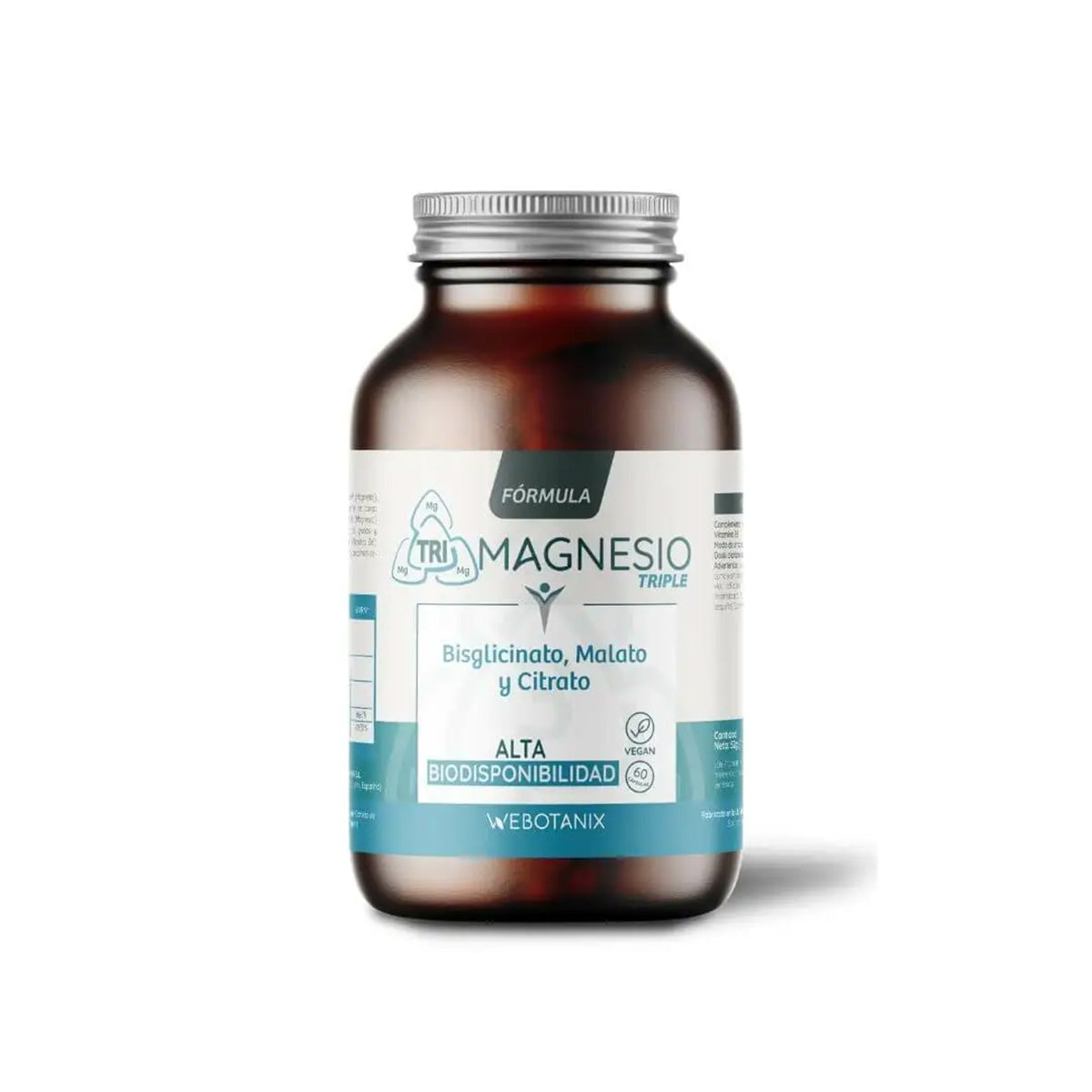 Formule triple magnésium (bisglycinate, malate et citrate) Vegan, WeBotanix, 60 gélules