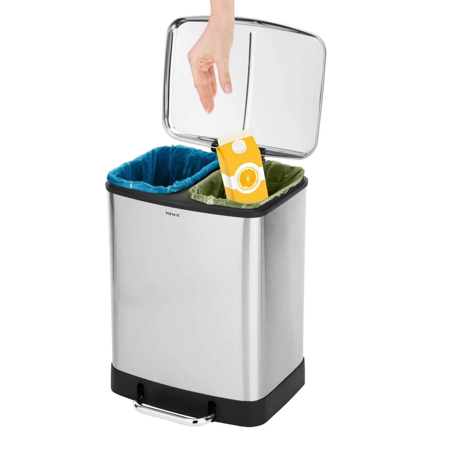 Roestvrijstalen pedaalemmer Easy Close Studio Duo, 2 x 20 l